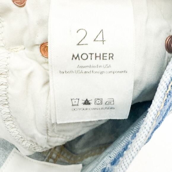Mother Superior The Insider Crop Fray Thanks, Again Racer Denim Jeans Size 24 - Picture 7 of 11